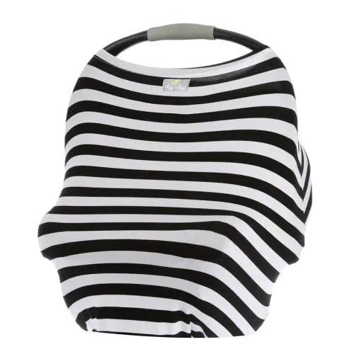 Itzy Ritzy 4-in-1 Nursing Cover, Car Seat Cover, Shopping Cart Cover & Infinity Scarf – Breathable, Multi-Use Nursing Cover Up for Breastfeeding, Carseat Canopy & Stroller Cover (Black & White Stripe)