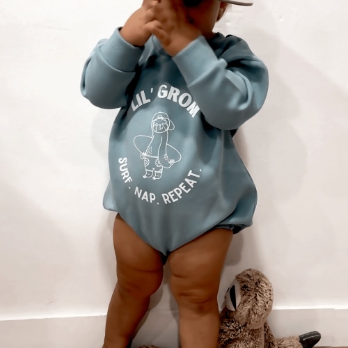 Lil' Grom Bubble Romper Lagoon Blue