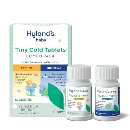 Hyland’s Baby Tiny Cold Tablets, Day and Night Value Pack, Infant and Baby Cold Medicine, Decongestant, Runny Nose and Cough Relief, 250 Quick-Dissolving Tablets