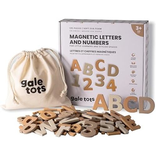 Magnetic Alphabet Magnets – 135 PCS Letters and Numbers Set – Soft Foam, Neutral Colours – Fridge Magnets for Kids Ages 3+