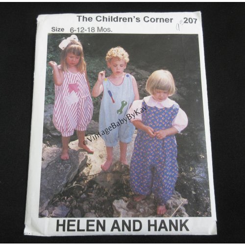 Children's Corner pattern Helen and Hank size 6 - 18 months OR 2- 4 Gender Neutral Romper Overalls Sunsuit 1996 Easy Sewing DIY
