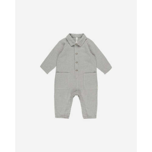 Collared Baby Jumpsuit || Forest Gingham