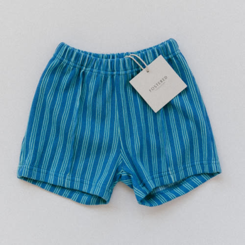 Striped Terry Shorts- Blue