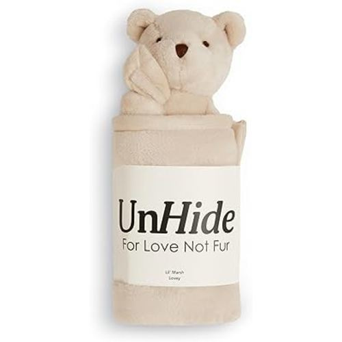 UnHide Lil’ Marsh Lovey Blanket - Super Soft Baby Blanket with Stuffed Animal - Perfect for Home, Travel and On The Go - Baby Blanket Lovey 20” x 20”, Bear