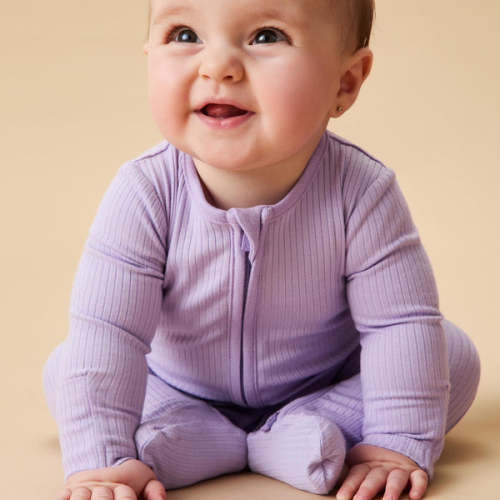 Ribbed Clever Zip Footed Baby Pajamas Ribbed Blue / Newborn