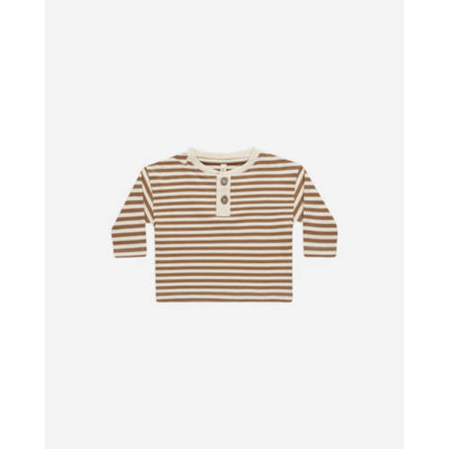 Long Sleeve Henley Tee || Cinnamon Stripe