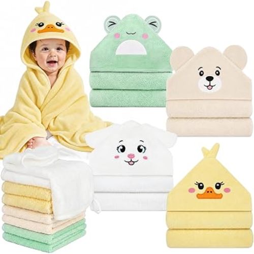 12 PCS Baby Bath Towels Set for Infants Toddlers Essentials