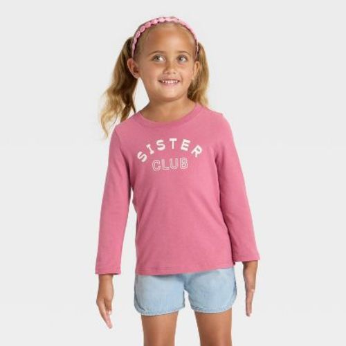Toddler Girls' Long Sleeve Sister Club Graphic Shirt - Cat & Jack™ Rose Pink 3T