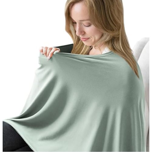 Nursing Covers for Breastfeeding, Breathable Privacy Breast Feeding Covers 360 Degree Full Nursing Poncho for Baby and Mom (Green)
