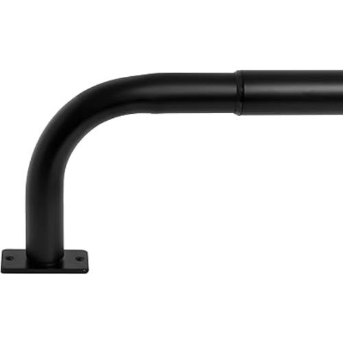 Meriville 1-Inch Diameter Wrap Around Blackout Curtain Rod, 48-Inch to 84-Inch, Black Finish