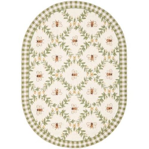 Chelsea HK55 Hand Hooked Accent Rug - Ivory/Green - 3' Round - Safavieh.