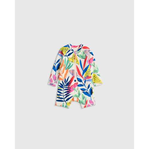 Long Sleeve Zip-Up Rash Guard One-Piece - Baby in Tropical Palms