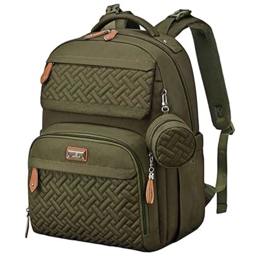 BabbleRoo Diaper Bag Backpack, Travel Backpack with Changing Pad, Pacifier Case & Stroller Straps, Multifunction, Waterproof, Unisex – Army Green