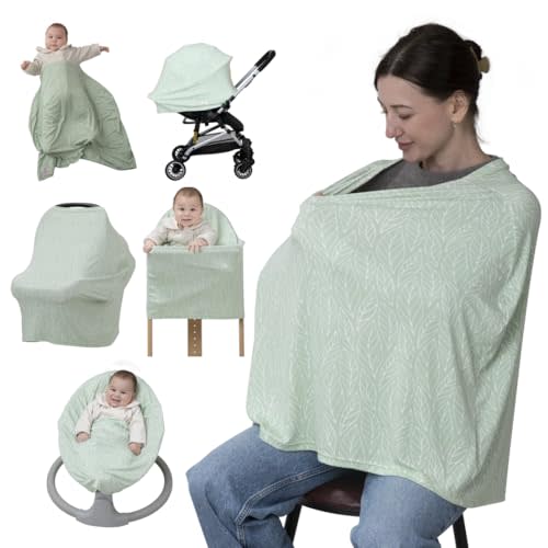 BabbleRoo Nursing Cover for Breastfeeding –95% Viscose Muslin, 5% Spandex, Soft & Breathable Baby Essentials | Newborn Essentials Breastfeeding Covers for Nursing, Multi-Use for Car Seat & High Chair