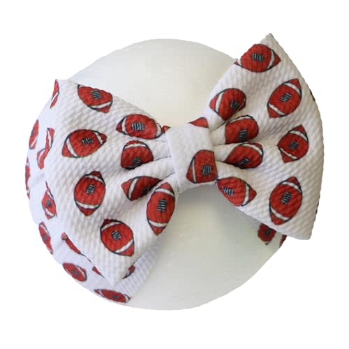 Football Sports Printed Bow Baby Headbands, Handmade Basketball Big Bows for Baby Girls Elastic Basketball Wide Hairbands for Baby Girls Newborn and Infant Game Day Sports Hair Accessories Gift