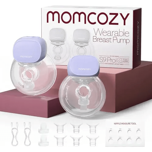 Momcozy Hands Free Breast Pump S9 Pro Updated, Wearable Breast Pump of Longest Battery Life & LED Display, Double Portable Electric Breast Pump with 2 Modes & 9 Levels - 24mm, 2 Pack Purple