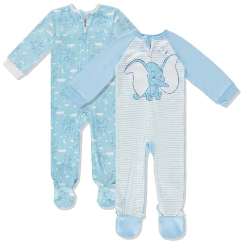 Disney Baby Onesies 2 Pack Zip-Up Sleeper - Winnie The Pooh, Monsters Inc, Dumbo, Bambi - Newborn Girls & Baby Boy's Pajamas