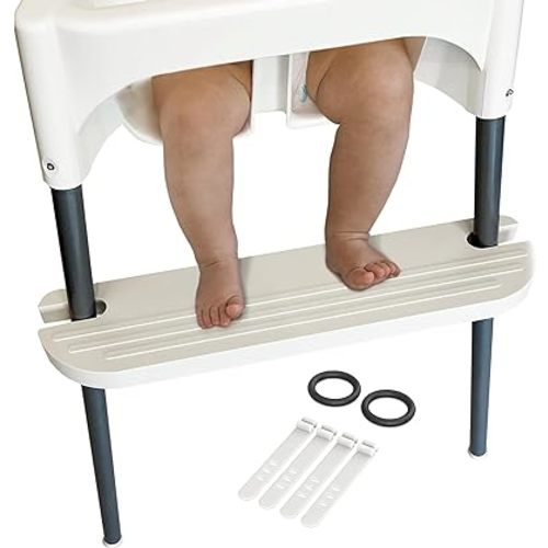 White IKEA High Chair Foot Rest, Compatible with Antilop Chairs | Adjustable, Reversible & Non-Slip Footrest for IKEA Chair - Made with Durable Polypropylene - Antilop Accessories