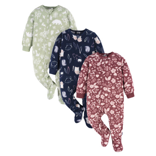 Gerber Baby and Toddler Neutral Microfleece Blanket Sleeper Pajamas, 3-Pack, Sizes 0/3 Months -5T