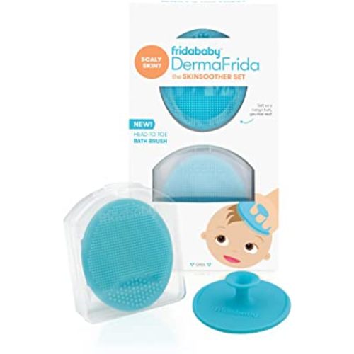Frida Baby DermaFrida The SkinSoother Baby Bath Silicone Brush| Baby Essential for Dry Skin, Cradle Cap and Eczema (2 Pack)