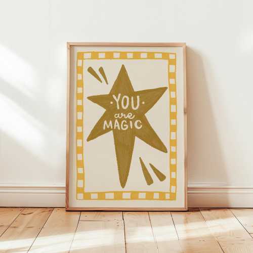 You Are Magic Print, Nursery Print, Bedroom Art, Illustration Wall Art, Nursery Wall Art, Boho Nursery Decor, Kids Room, Kitchen Decor, Star