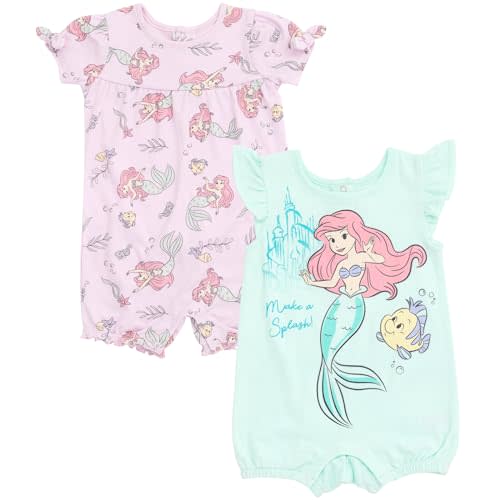 Disney Junior Baby Girls 2 Pack Rompers Newborn to Infant Sizes (Newborn - 24 Months)