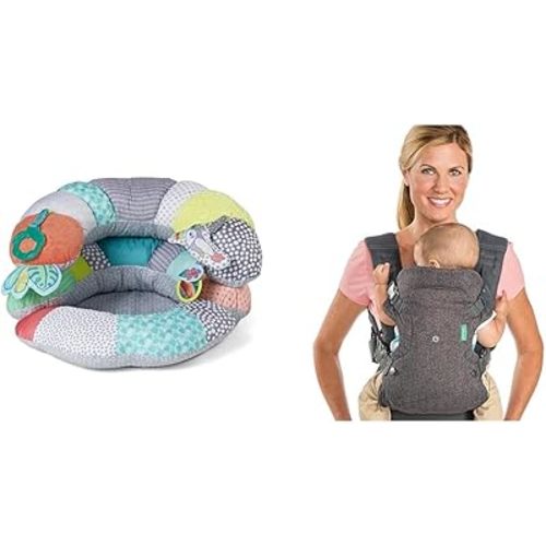 Infantino 2-in-1 Tummy Time & Seated Support - for Newborns and Older Babies & Flip Advanced 4-in-1 Carrier - Ergonomic, face-in and face-Out Front and Back Carry