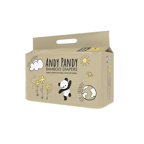 Andy Pandy Bamboo Disposable Diapers Small, White, 8-16 lbs, 36 Count