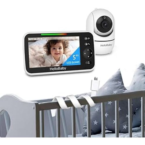 HelloBaby Wall Mounted Baby Monitor No WiFi, 5''Sreen with 30-Hour Battery, Video Baby Monitor with Camera and Audio, Baby Monitor Mount Works for Hello Baby Monitor