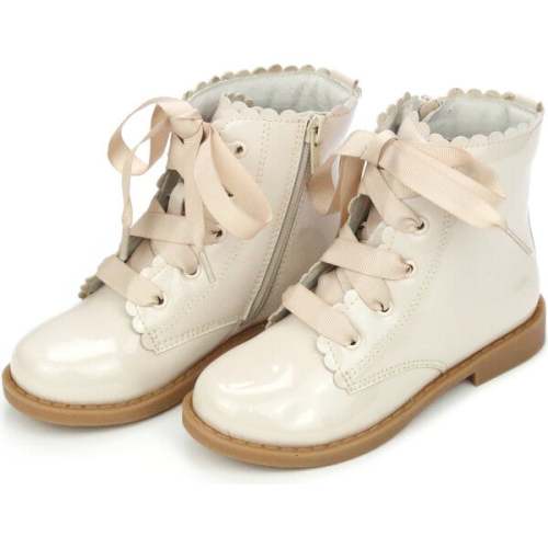 Josephine Scallop Boot,  Cream - L'Amour Shoes | Maisonette