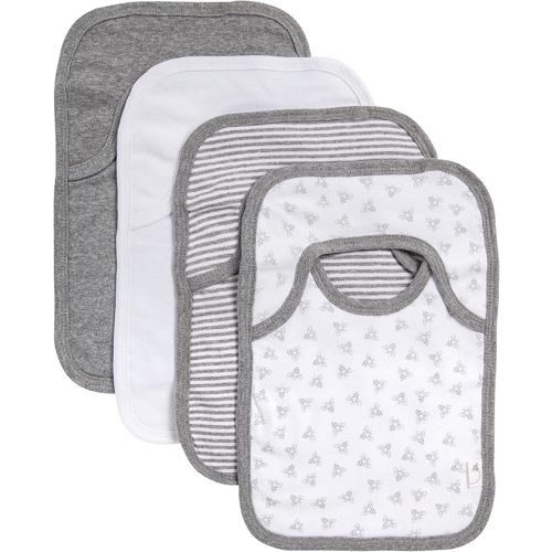 Burt's Bees Baby Infant Pull On Bibs, 100% Organic Cotton Lap Shoulder Style Drool Cloths, Newborn Essentials