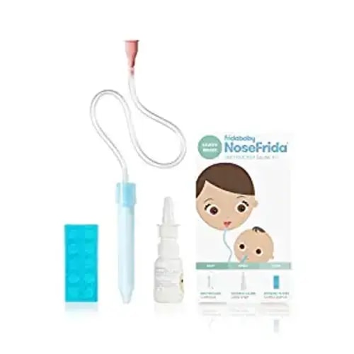Frida Baby Nasal Aspirator NoseFrida The Snotsucker with 10 Extra Filters and All-Natural Saline Nasal Spray