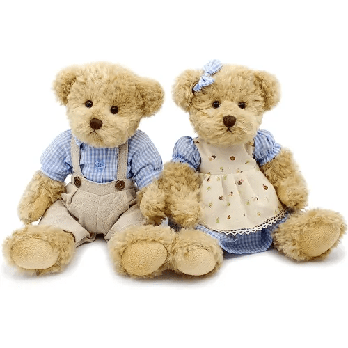 2-Pack Teddy Bear,Cute Stuffed Animal,Couple Gift Soft Plush Toy 11inch (Blue Plaid Clothes)