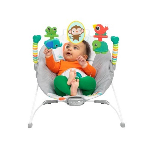 Bright Starts Playful Paradise Vibrating Baby Bouncer with Toys