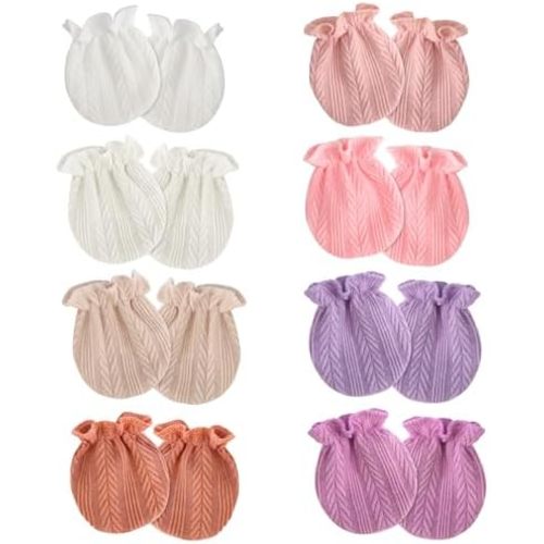 Newborn Baby Mittens No Scratch Cotton Elastic Wrist Gloves Infant Toddler Mittens for Baby Boy Girl 0-6 Months