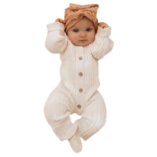 Aoswep - Lovely Solid Color Baby Long Sleeve Jumpsuit baby girl bodysuit
