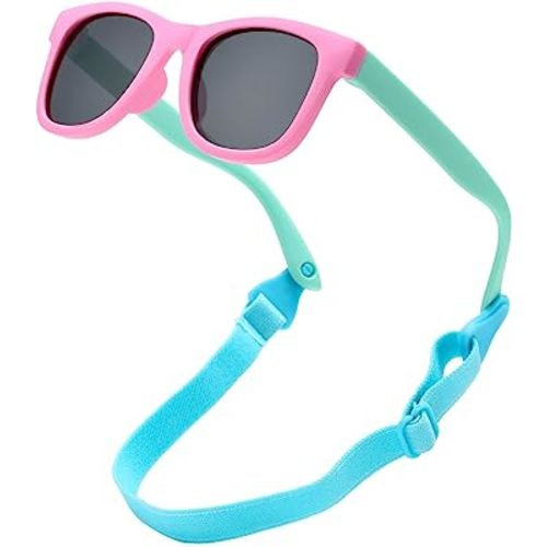 COASION Bendable Flexible Polarized Newborn Baby Sunglasses with Strap for Infant Boys Girls Age 0-12 Months CA8042