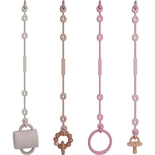 Toy Straps for Baby, Silicone Pacifier Clips Adjustable Stretchable Sippy Cup Straps for Strollers, High Chair, Cribs, Hanging Baskets, Car Seat, Shopping Trolley, Bags, BPA Free Toy Straps for Baby, Silicone Pacifier Clips Adjustable Stre