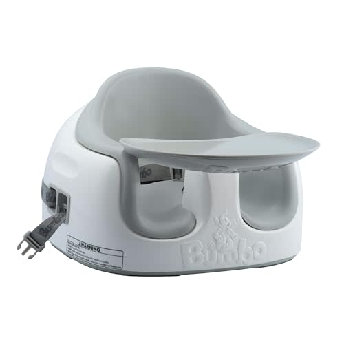 Bumbo 3-in-1 Baby Multi Seat Booster with Feeding Tray, 6-36 Months Old, Cool Grey - High Chair and Floor Seat Accessory for Babies, Infants, and Toddlers