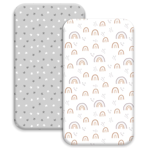Gllquen Baby 2-Pack Ultra Soft Fitted Microfiber Crib Sheets for Newborn Baby Boys Girls 28" x 52", Rainbows
