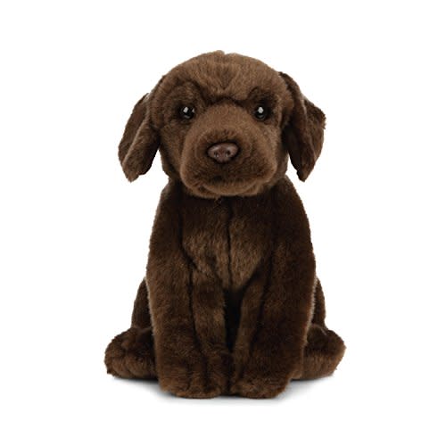 Living Nature Chocolate Labrador Stuffed Animal | Fluffy Dog Animal | Soft Toy Gift for Kids | 8 inches