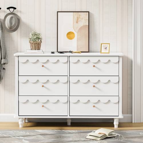 6 Drawers Chest Of Dresser Storage Cabinet Curved Design Organizer