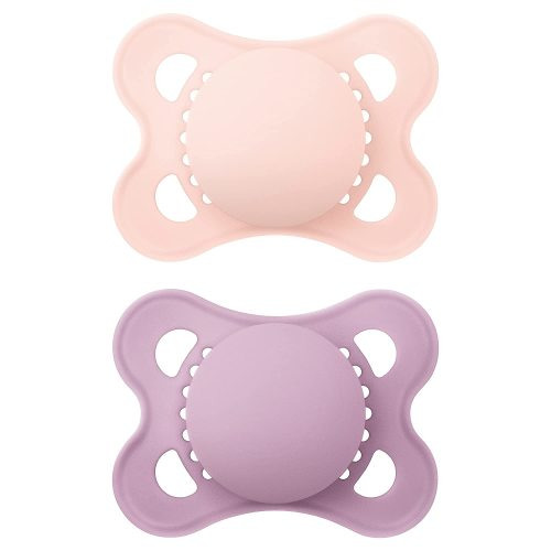 MAM Original Matte Baby Pacifier, Nipple Shape Helps Promote Healthy Oral Development, Sterilizer Case, 2 Pack, 0-6 Months, Girl,2 Count (Pack of 1) Girl 2 Count (Pack of 1)