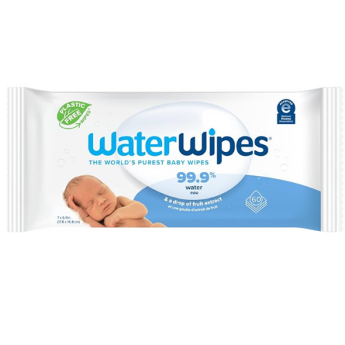 WaterWipes Original Baby Wipes, 99.9% Water, 3-In-1 Cleans, Cares, Protects, Unscented & Hypoallergenic, 60 Count, Packaging May Vary