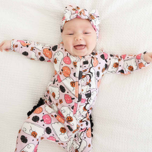 Girly Ghouls Ruffle Zipper Footie