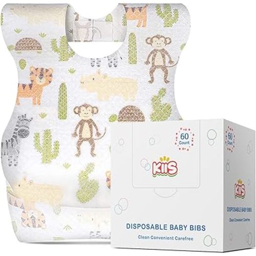 KIIS Disposable Baby Bibs for Baby Boys and Girls - Individually Packaged - Hygienic, Soft and Leakproof (20 PCS / 60 PCS)