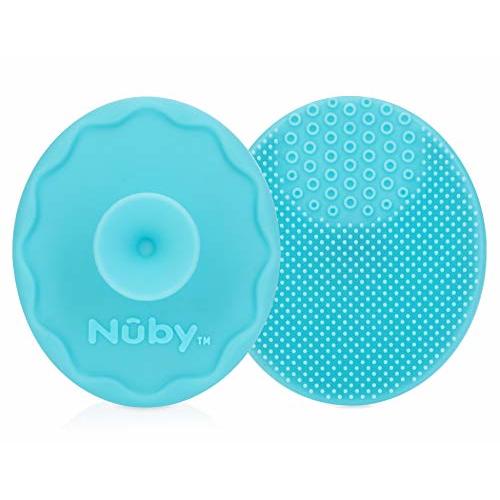 Nuby Scrubbies Silicone Bath Brush - Baby Essentials - Baby Bath Accessories - (2-Pack) Blue