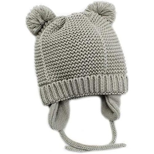 Baby Beanie Earflaps Hat - Infant Toddler Girls Boys Soft Warm Knit Hat Kids Winter Hat with Fleece Lining