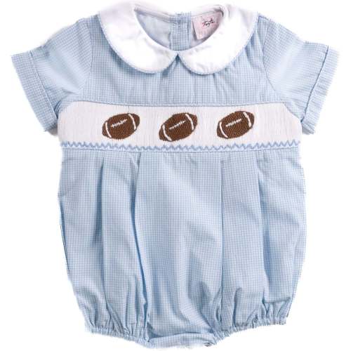 Football Blue Gingham, Noah Bubble - Teeta Rompers | Maisonette