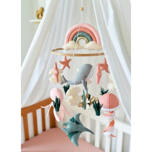 Whale Mobile Nursery Ocean Crib Mobile Baby Girl Mobile - Etsy